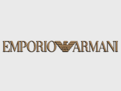 Emporio Armani eyewear brand wood mounted plaque link