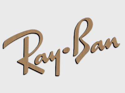 Ray Ban eyewear brand wood mounted plaque link