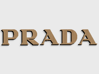 prada eyewear brand wood mounted plaque link